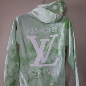 Green Tie-Dye Assholes Live Forever Hoodie